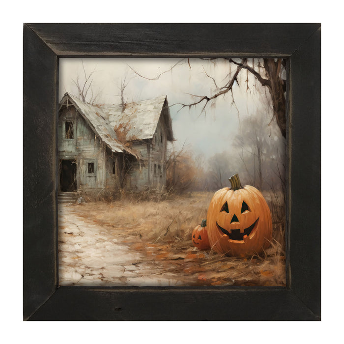 Abandoned house jackolanterns - Framed Art