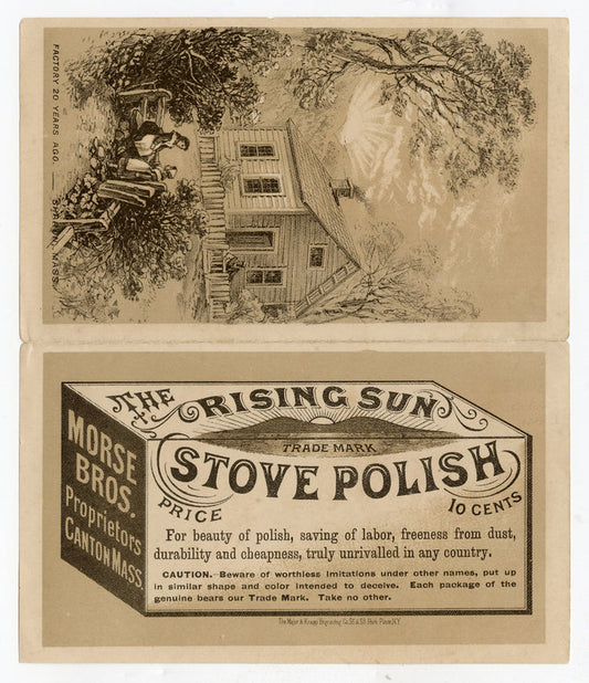 Antique 1880's RISING SUN STOVE POLISH Trade Card Pamphlet, Household Cleaner