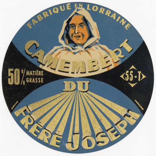 Antique, Unused, French Frere Joseph Camembert Cheese Label, Lorraine