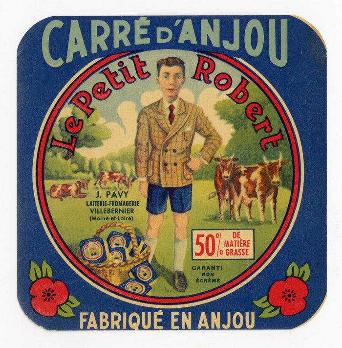 Antique, Unused, French Le Petit Robert Cheese Label, Anjou
