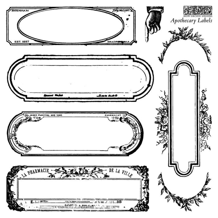Apothecary Labels Decor Stamp by Iron Orchid Design, IOD
