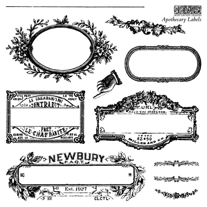 Apothecary Labels Decor Stamp by Iron Orchid Design, IOD