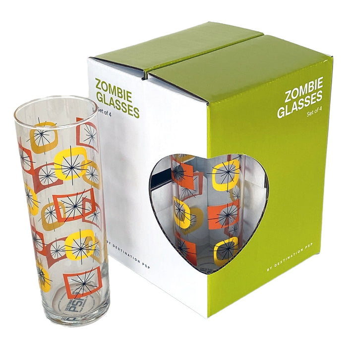 Atomic Zombie Glass - Orange / Yellow (Set of 4) - Destination PSP