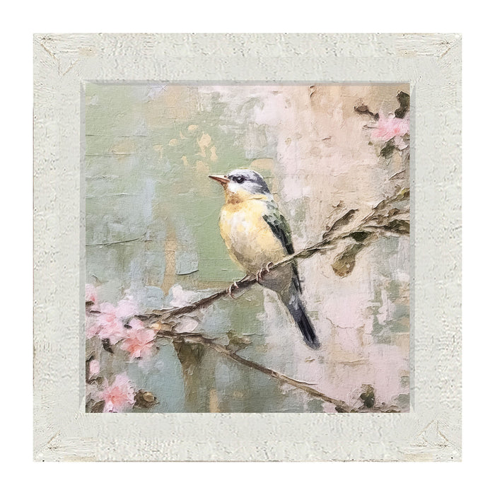 Bird sitting on cherry blossom branch