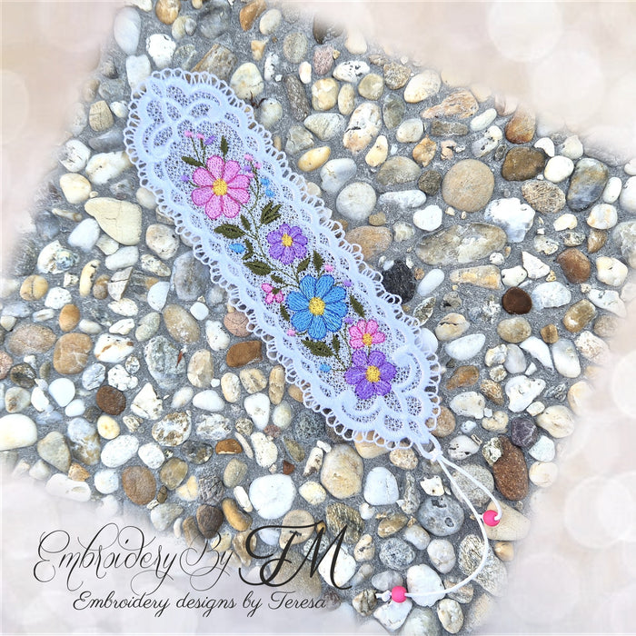 Bookmark with colorful flowers FSL/ 5x7 hoop
