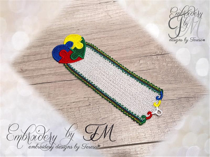 Bookmark with the symbol of autism/5x7 hoop