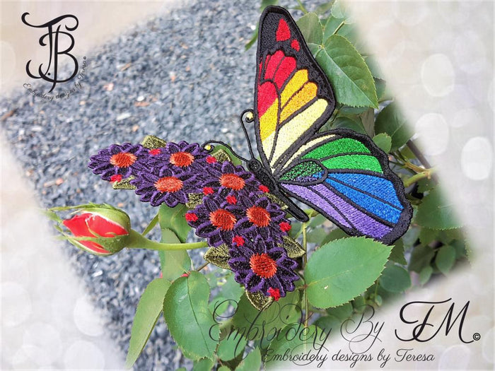 Butterfly rainbow / 5x7 hoop or larger