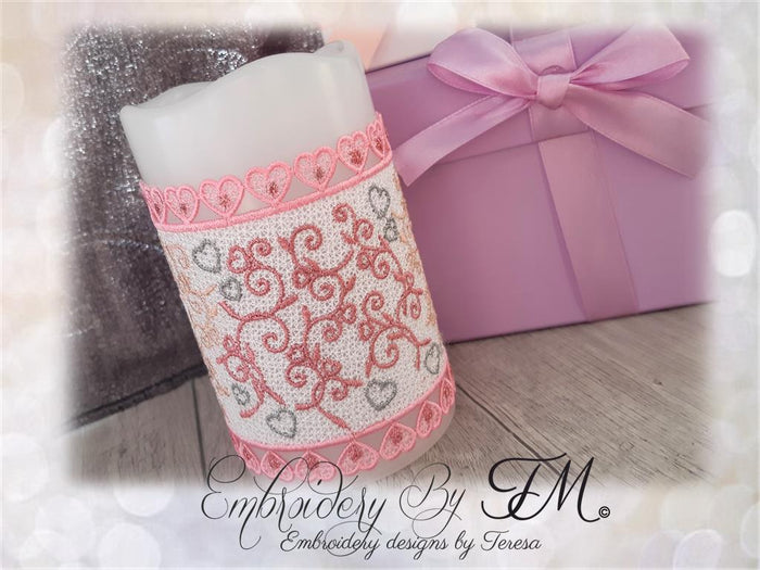 Candle corset hearts /5x7 hoop
