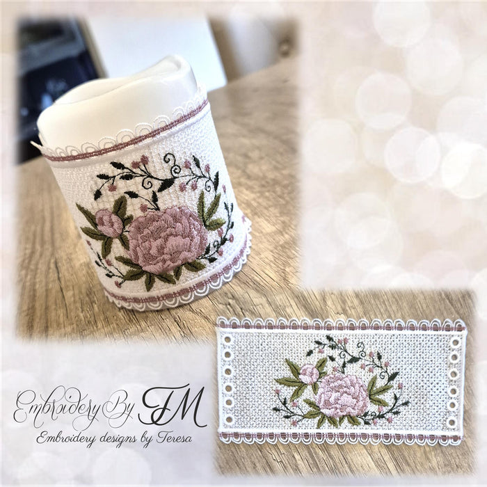 Candle corset with peonies/5x7 hoop