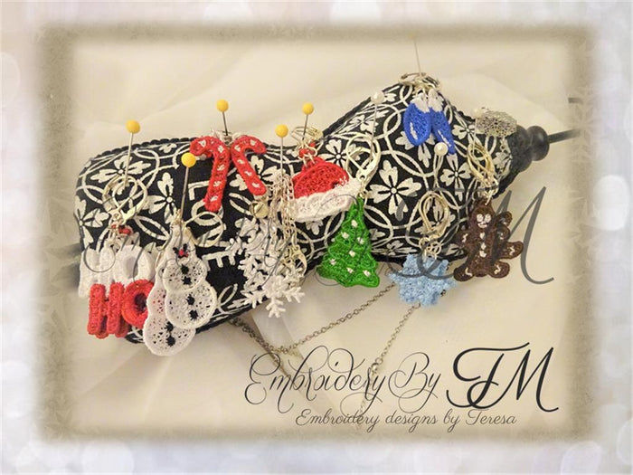 Christmas earrings FSL / 4x4 hoop / nine earrings variations