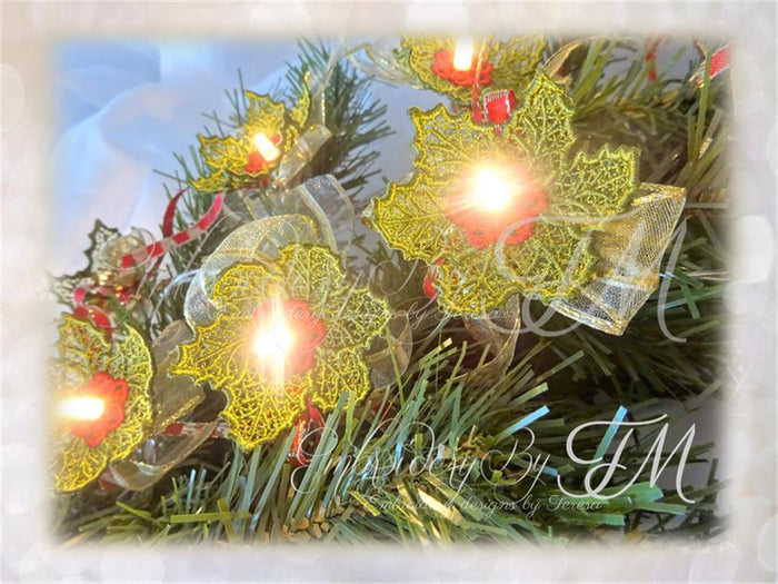 Christmas Lights - Holly / 4x4 hoop