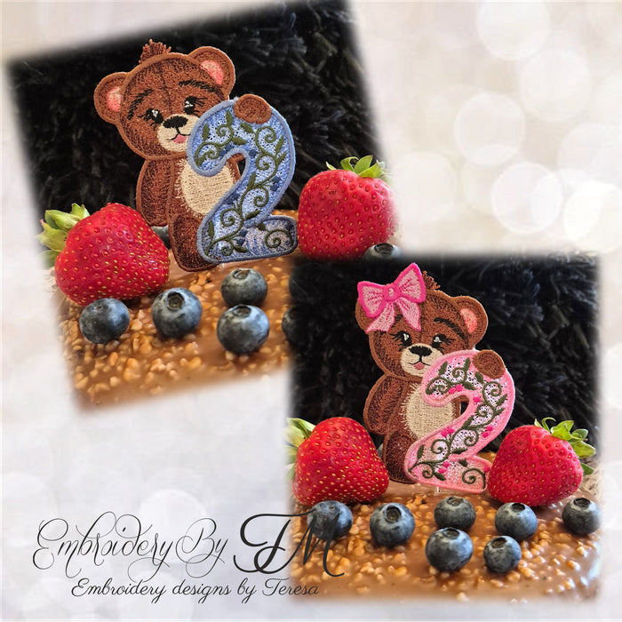 Cute bear No.2 / two variations/4x4 hoop