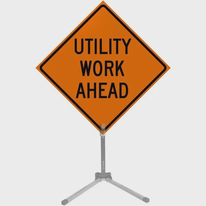 Dicke 36" Vinyl Roll-Up Sign Diamond Grade Reflective #RUR36DG-200 - Utility Work Ahead
