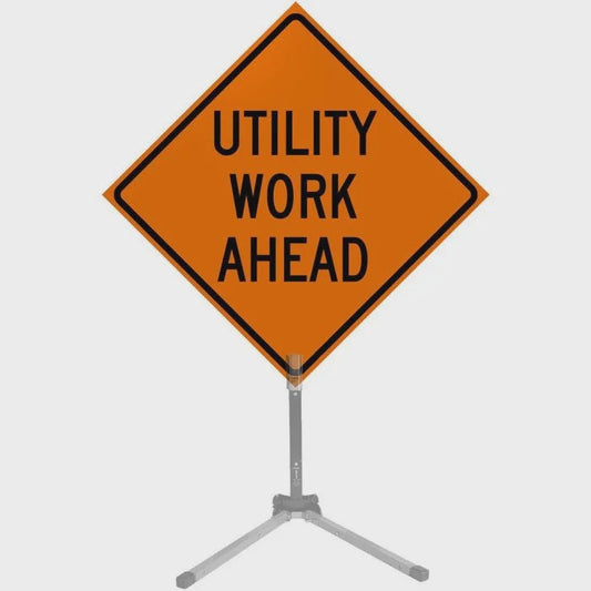 Dicke 36" Vinyl Roll-Up Sign Diamond Grade Reflective #RUR36DG-200 - Utility Work Ahead