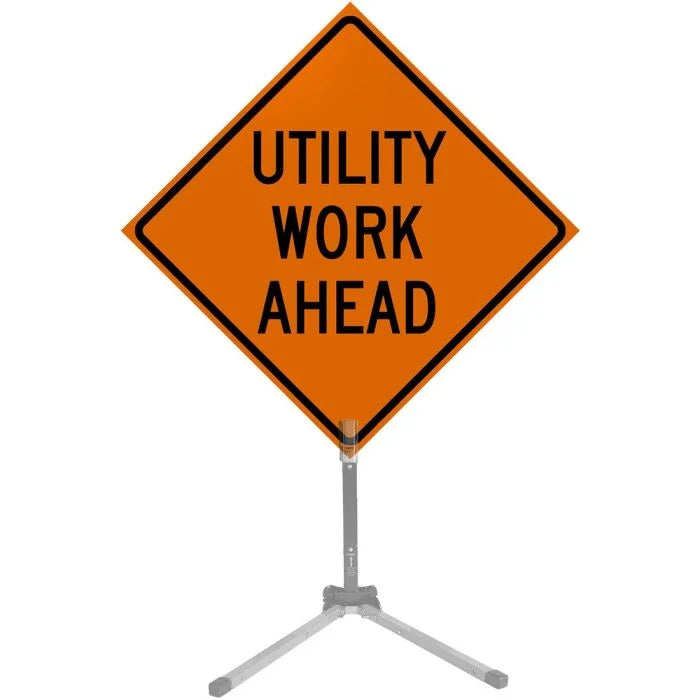 Dicke 36" Vinyl Roll-Up Sign Diamond Grade Reflective #RUR36DG-200 - Utility Work Ahead