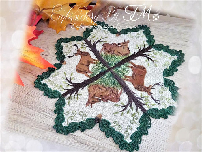 Doily FSL with deers/ 5x7 hoop