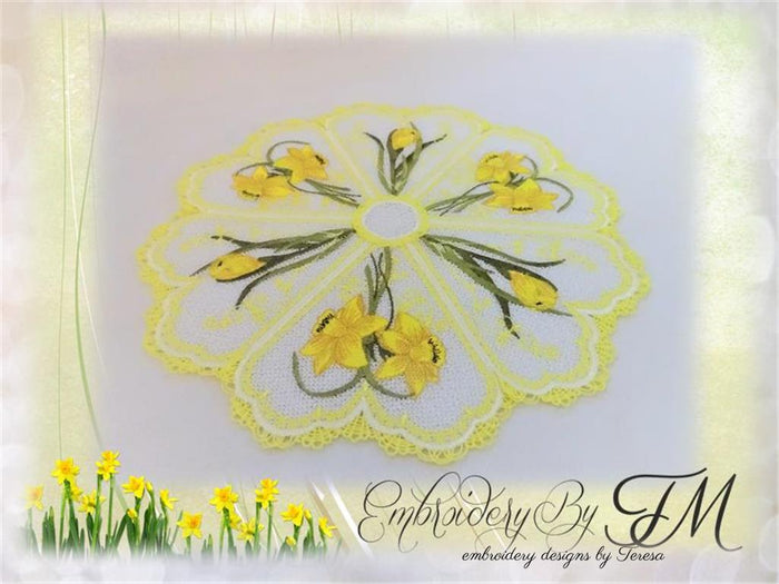 Doily with Daffodil / 5x7 hoop