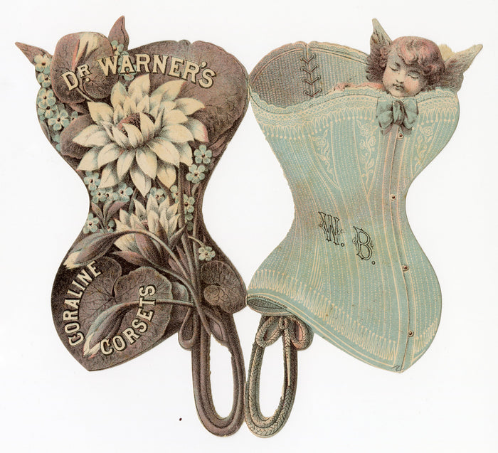 DR. WARNER'S CORALINE CORSETS Die-Cut Trade Card, Victorian Fashion