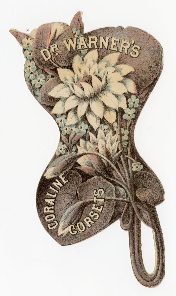 DR. WARNER'S CORALINE CORSETS Die-Cut Trade Card, Victorian Fashion