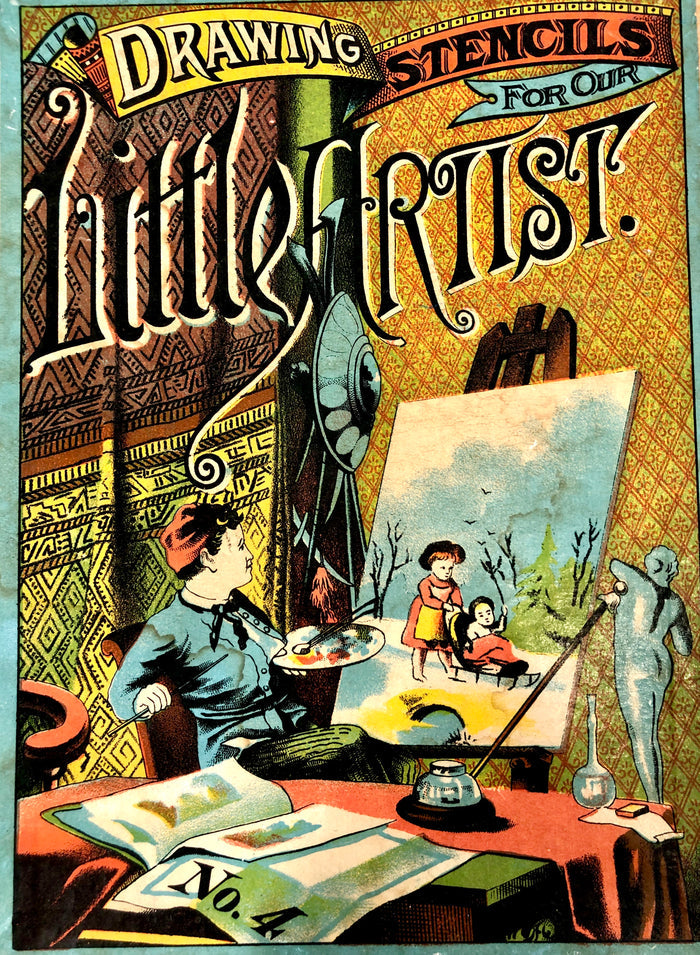 Early 1900s Children's LITTLE ARTIST DRAWING STENCIL ART BOX, Packaging