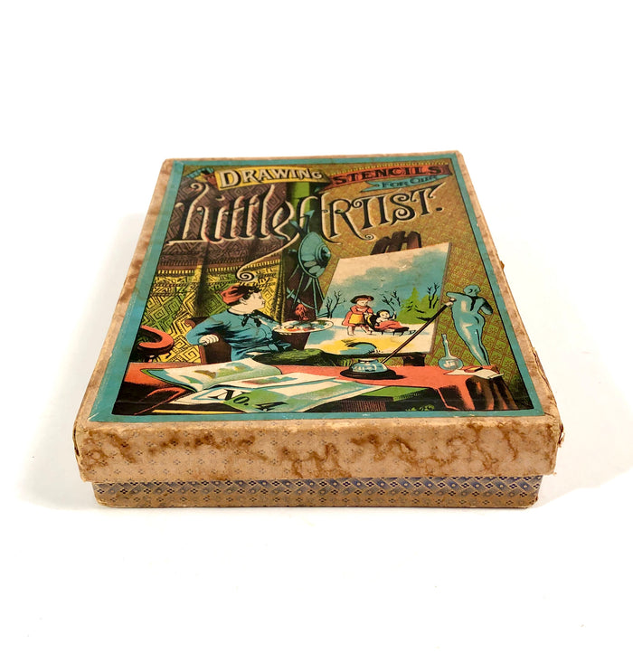 Early 1900s Children's LITTLE ARTIST DRAWING STENCIL ART BOX, Packaging