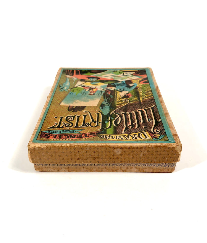 Early 1900s Children's LITTLE ARTIST DRAWING STENCIL ART BOX, Packaging