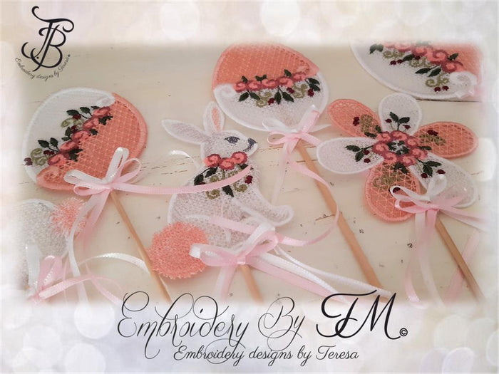 Easter set with flowers / 4x4 hoop
