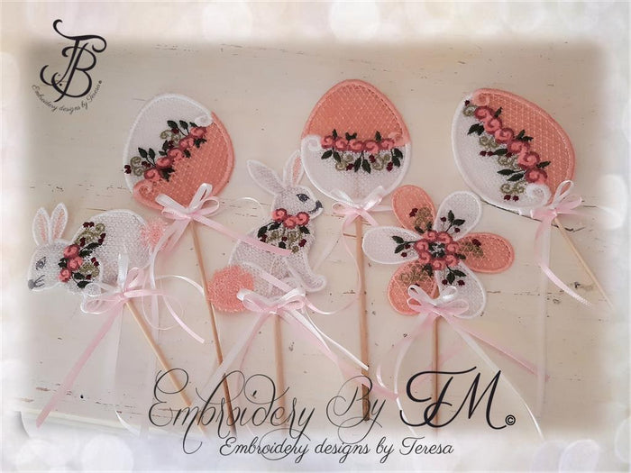 Easter set with flowers / 4x4 hoop