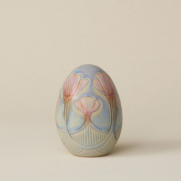 Handcrafted ceramic egg by Rookwood Pottery