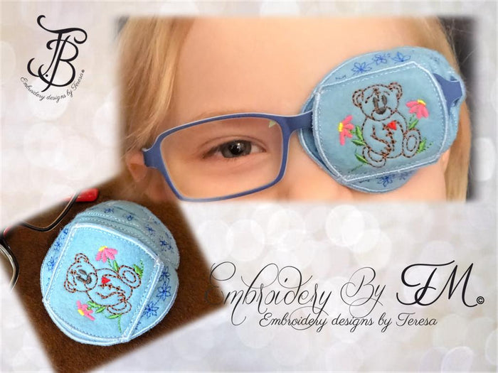 Eye patches for kids ( for girl and boy)-occluder with bear/ 4x4 hoop/machine embroidery design