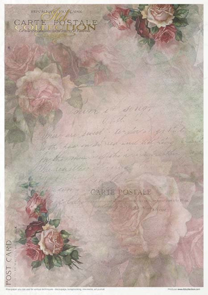 Flower Post Rose Rice Paper Set by ITD Collection, RP063, Pack of 11 2