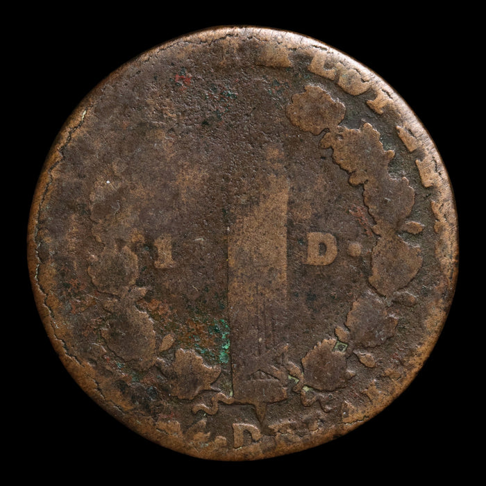 French Revolution, King Louis XVI, 1 Sol - 1792 CE - France