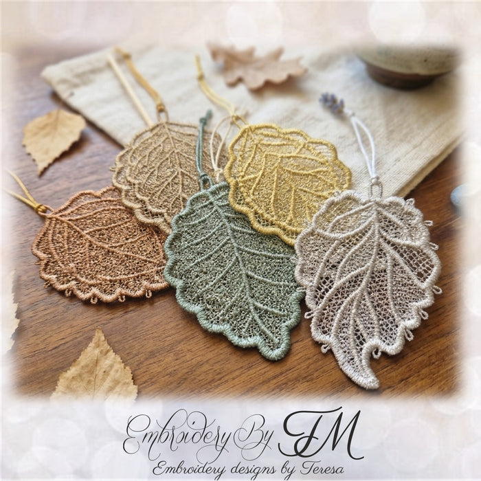 Glittering leaves/4x4 hoop/five variations
