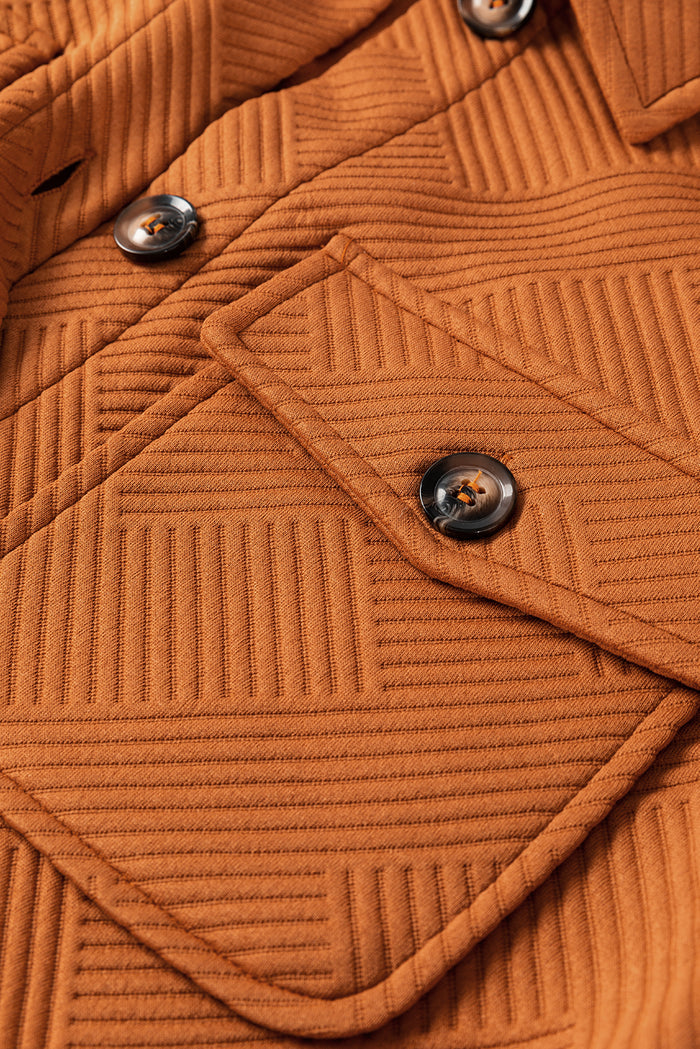 Gold Flame Textured Collared Drop Shoulder Buttoned Front Duster Coat 🇺🇸
