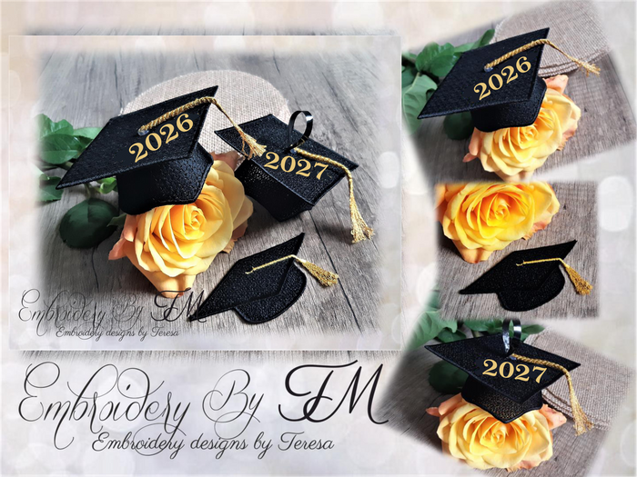 Graduation cap 3D and 2D / Two variations for 3D - FSL or felt / with text or without text