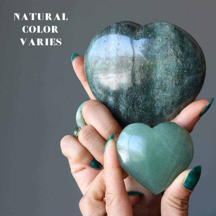 dark green aventurine hearts