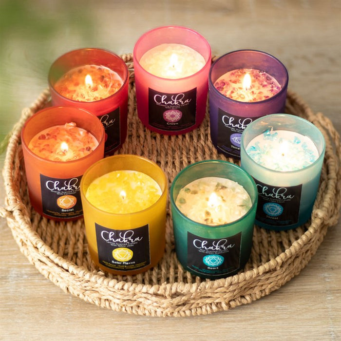 Heart Chakra Mint Crystal Chip Candle 🇬🇧