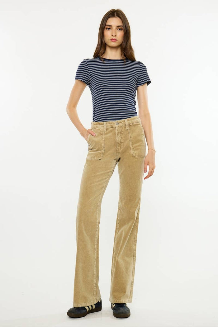 HIGH RISE WIDE FLARE-KC20153TP: TAUPE / 9/28