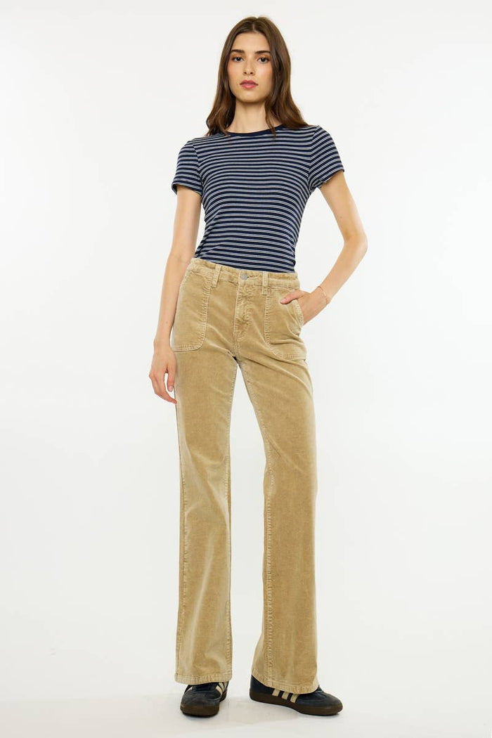 HIGH RISE WIDE FLARE-KC20153TP: TAUPE / 9/28