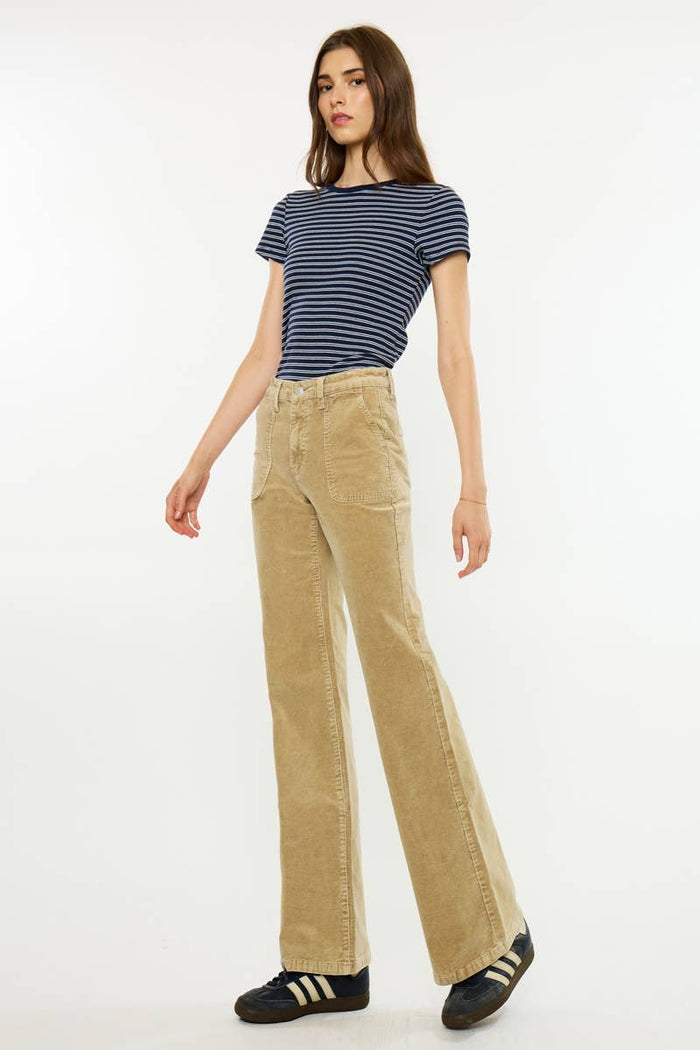 HIGH RISE WIDE FLARE-KC20153TP: TAUPE / 9/28