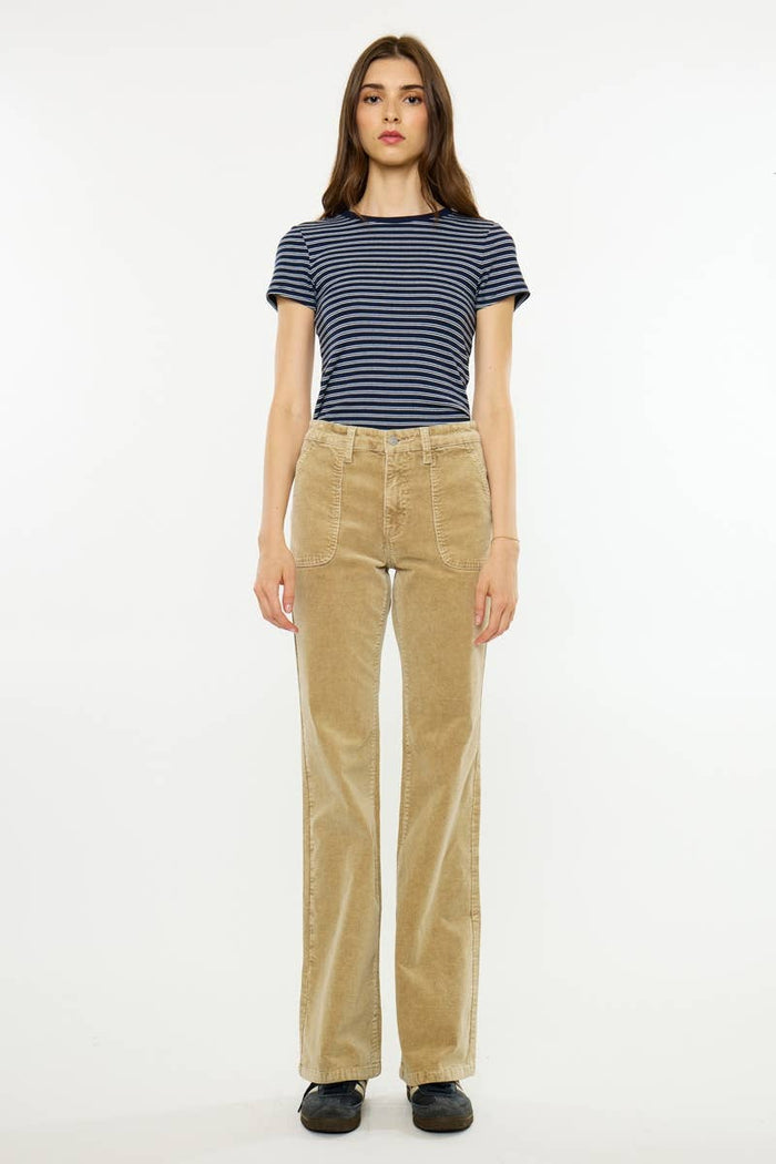 HIGH RISE WIDE FLARE-KC20153TP: TAUPE / 9/28