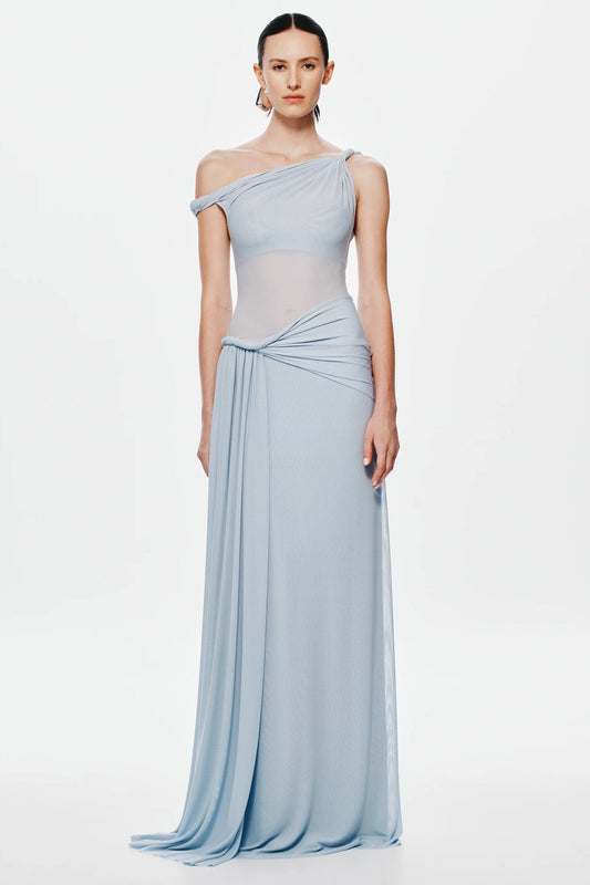 Misha Sisal Mesh Maxi Dress - Dove