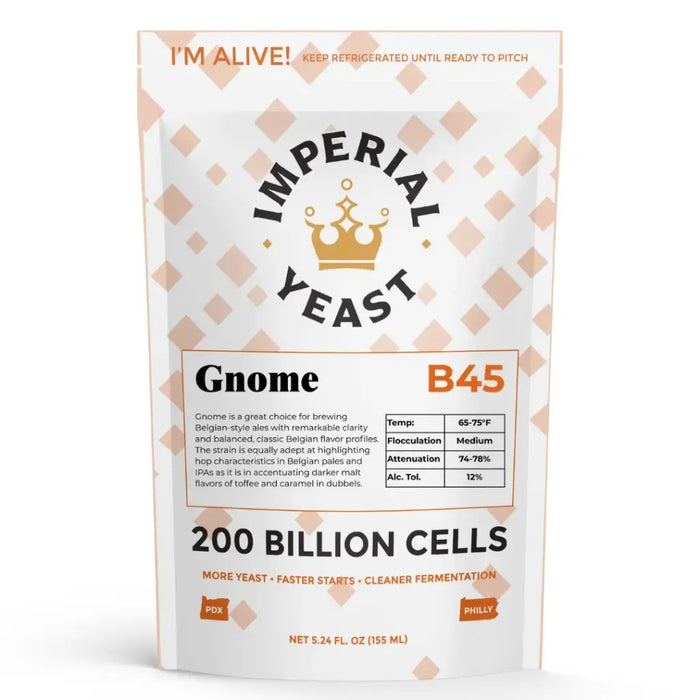Imperial Yeast Gnome B45 packaging on a white background