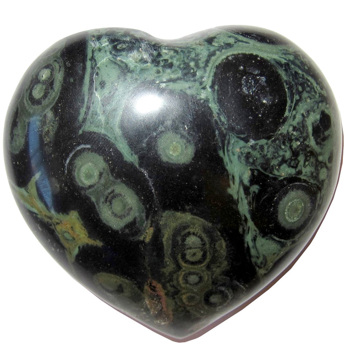 green and black kambaba jasper heart