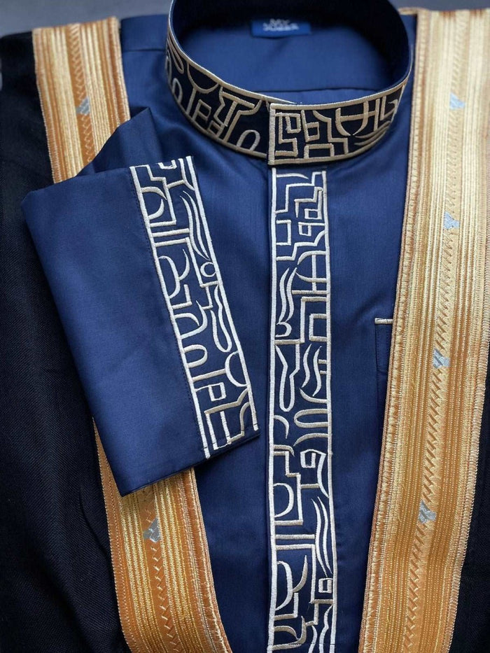 Kids Blue 3 Pcs Thobe Set with Igal