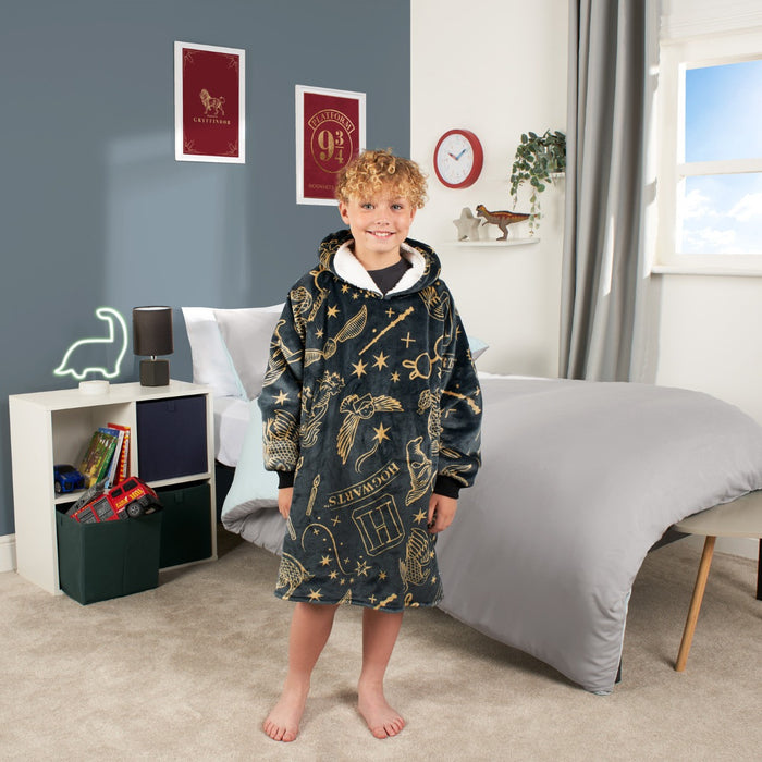 Kids Harry Potter Hogwarts Hoodie Blanket - Black 🇬🇧