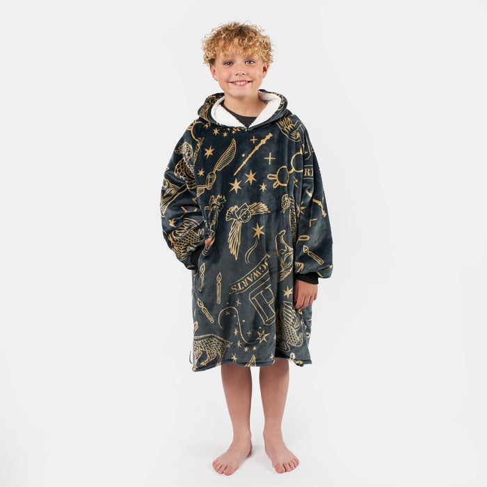 Kids Harry Potter Hogwarts Hoodie Blanket - Black 🇬🇧