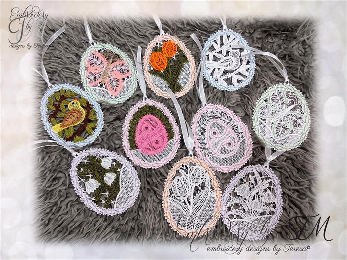 Large set Egg bobbin lace/4x4 hoop