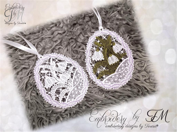 Large set Egg bobbin lace/4x4 hoop