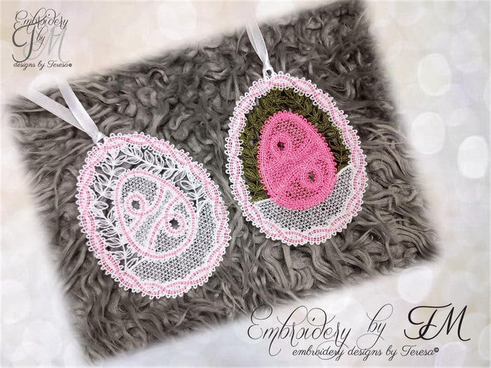 Large set Egg bobbin lace/4x4 hoop